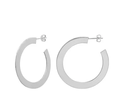 Marseille Sterling Large Flat Hoop Earrings