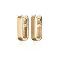 JENNY BIRD GOLD RAHNI RIBBED U-LINK EARRINGS