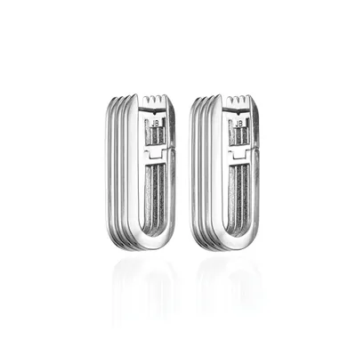 JENNY BIRD SILVER RAHNI RIBBED U-LINK EARRINGS