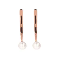 Bronzallure 11-12MM  Rose Pearl Elonged Earrings