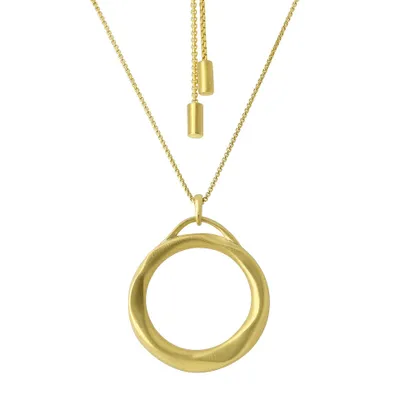 Dean Davidson Gold Logos Frame Pendant On Long Drawstring Chain