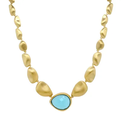 Dean Davidson Gold Bead Mar Necklace With Blue Topaz Teardrop
