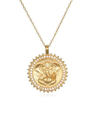 Satya Gold Ganesha Topaz Long Necklace