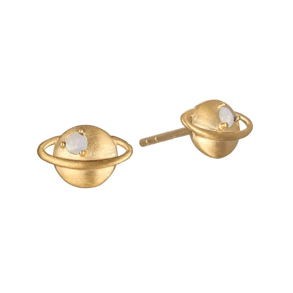 Satya Gold Moonstone Saturn Studs