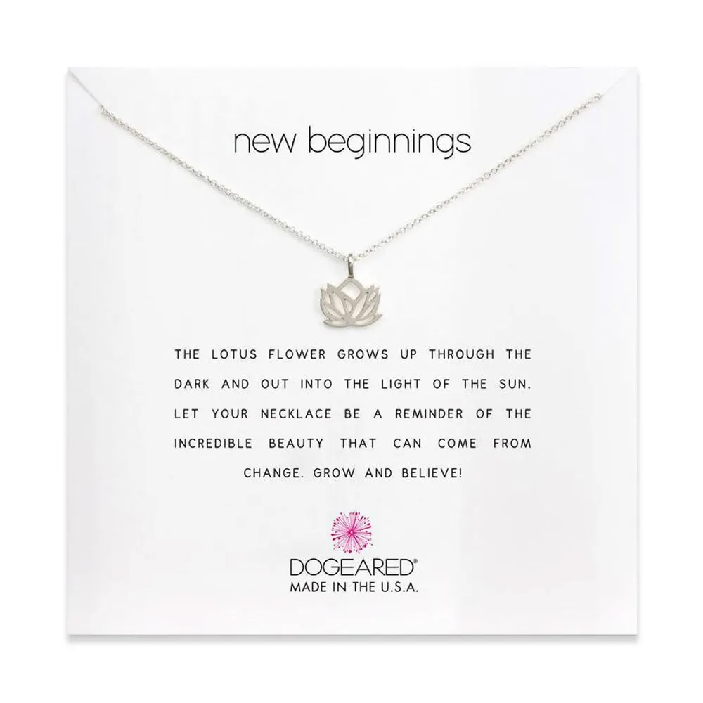 Silver 'New Beginnings' Rising Lotus Necklace