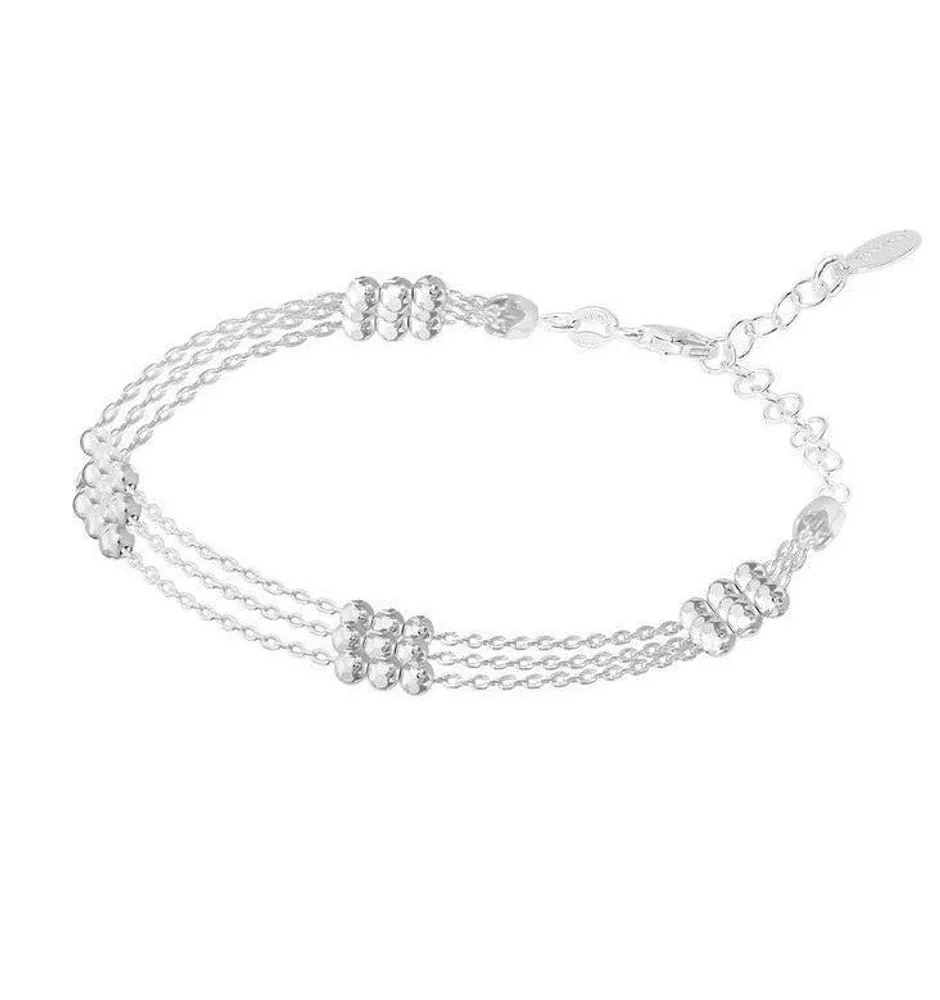 Marseille Sterling 3 Strand Beaded Chain Bracelet