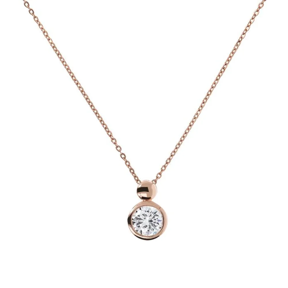 Bronzallure CZ Solitaire Bezel Necklace