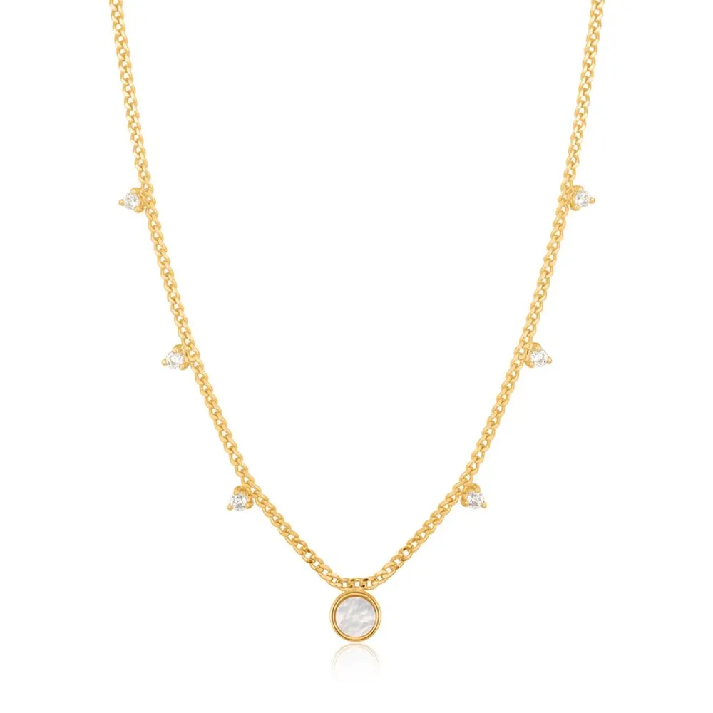 Ania Haie Gold Mother of Pearl Disc Drop Necklace