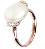 Bronzallure Cultured Coin Pearl and Gemstone Ring Sz 7