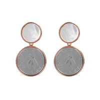 Bronzallure Bee Coin Mother of Pearl Drop Earrings