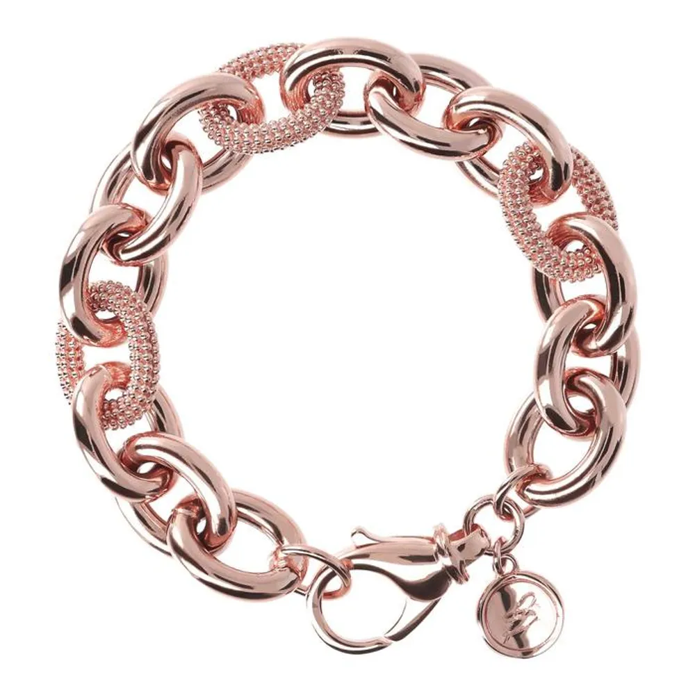 Bronzallure Rose Texture Heavy Oval Rolo Bracelet