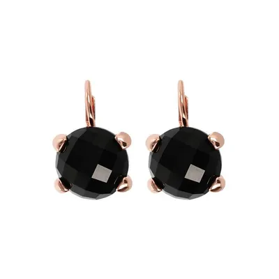 Bronzallure Black Onyx Round Leverback Earrings