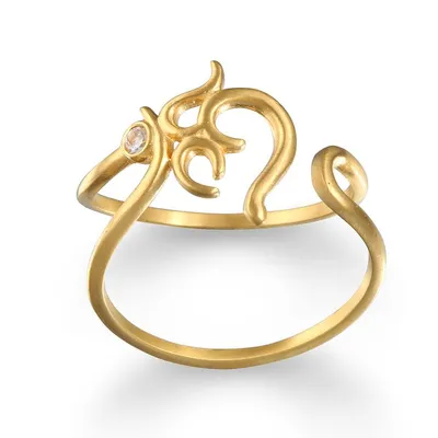 Satya Gold White Topaz OM Ring