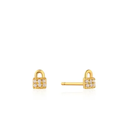 Ania Haie Gold Padlock Sparkle Studs