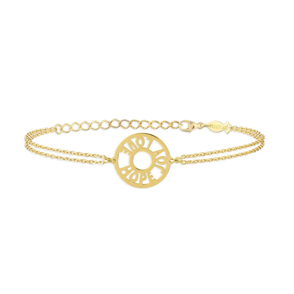 KURSHUNI Gold HOPE JOY LOVE Bracelet