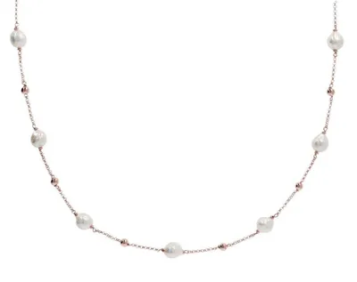 Bronzallure Long Necklace with Beads and Ming Pearl