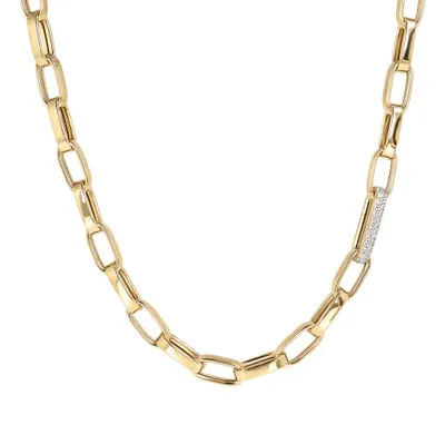 Bronzallure Golden Bold Chain and Pavé Detail Necklace