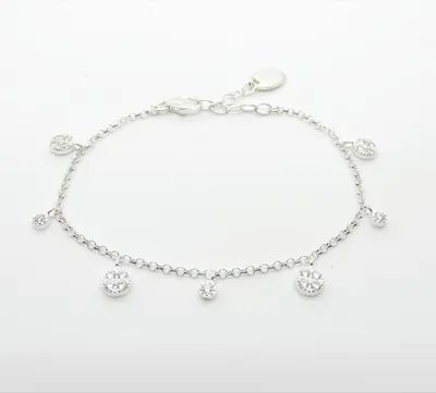 Marseille Sterling with Round CZ Charms Bracelet