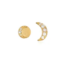 Satya Gold White Topaz Moon Studs