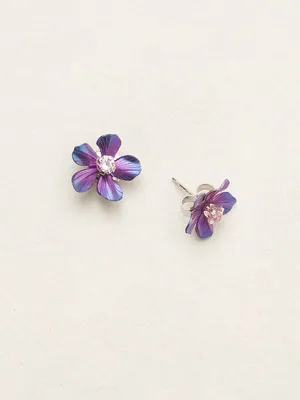 Holly Yashi Purple Rose Petite Plumeria Post Earrings