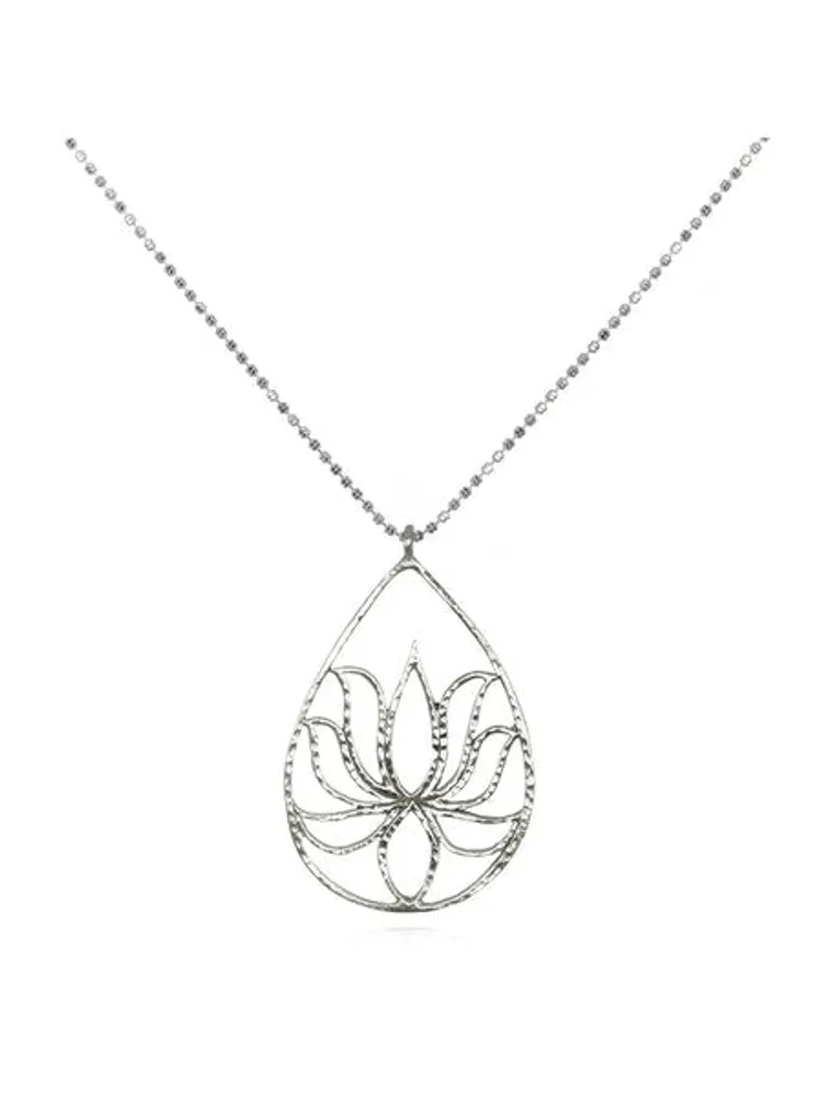 Satya Silver Lotus Teardrop Necklace