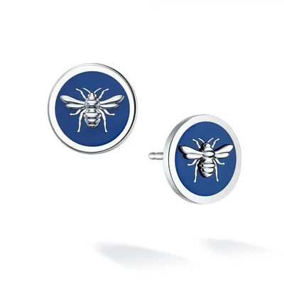 Birks Sterling Blue Enamel Bee Chic Studs