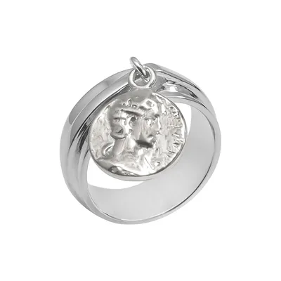 Marseille Silver Coin Dangle Ring Size