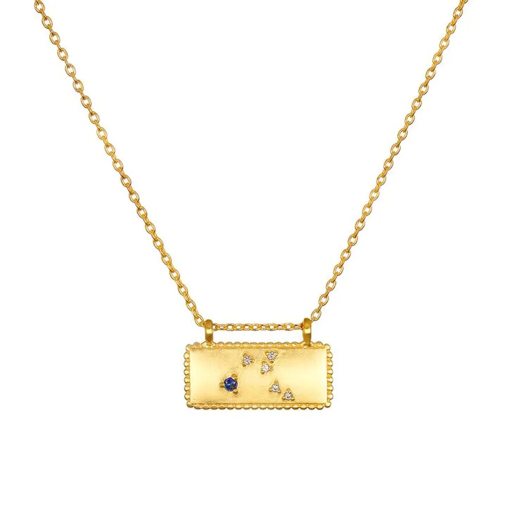 Satya Gold Virgo Sapphire Zodiac Necklace