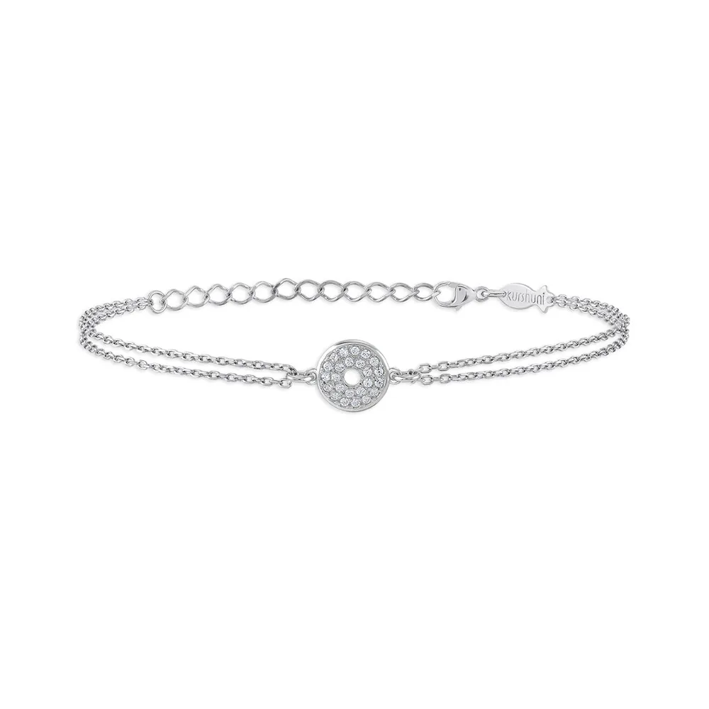 Kurshuni Silver Cz Magic Disc Bracelet