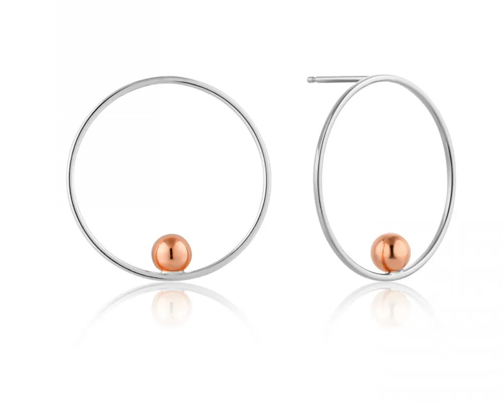 Ania Haie Orbit Front Hoop Earrings Silver and Rose Gold