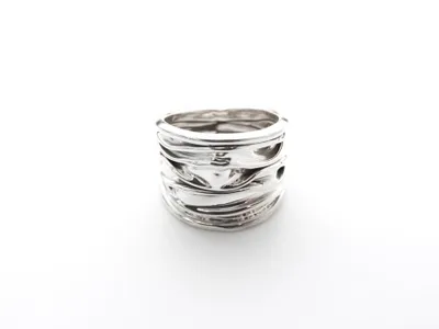 Marseille Silver Wide Crinkle Ring Size