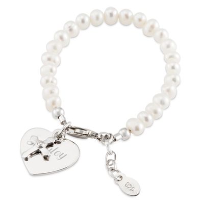 Sterling Silver and Pearl Baptism Baby Bracelet