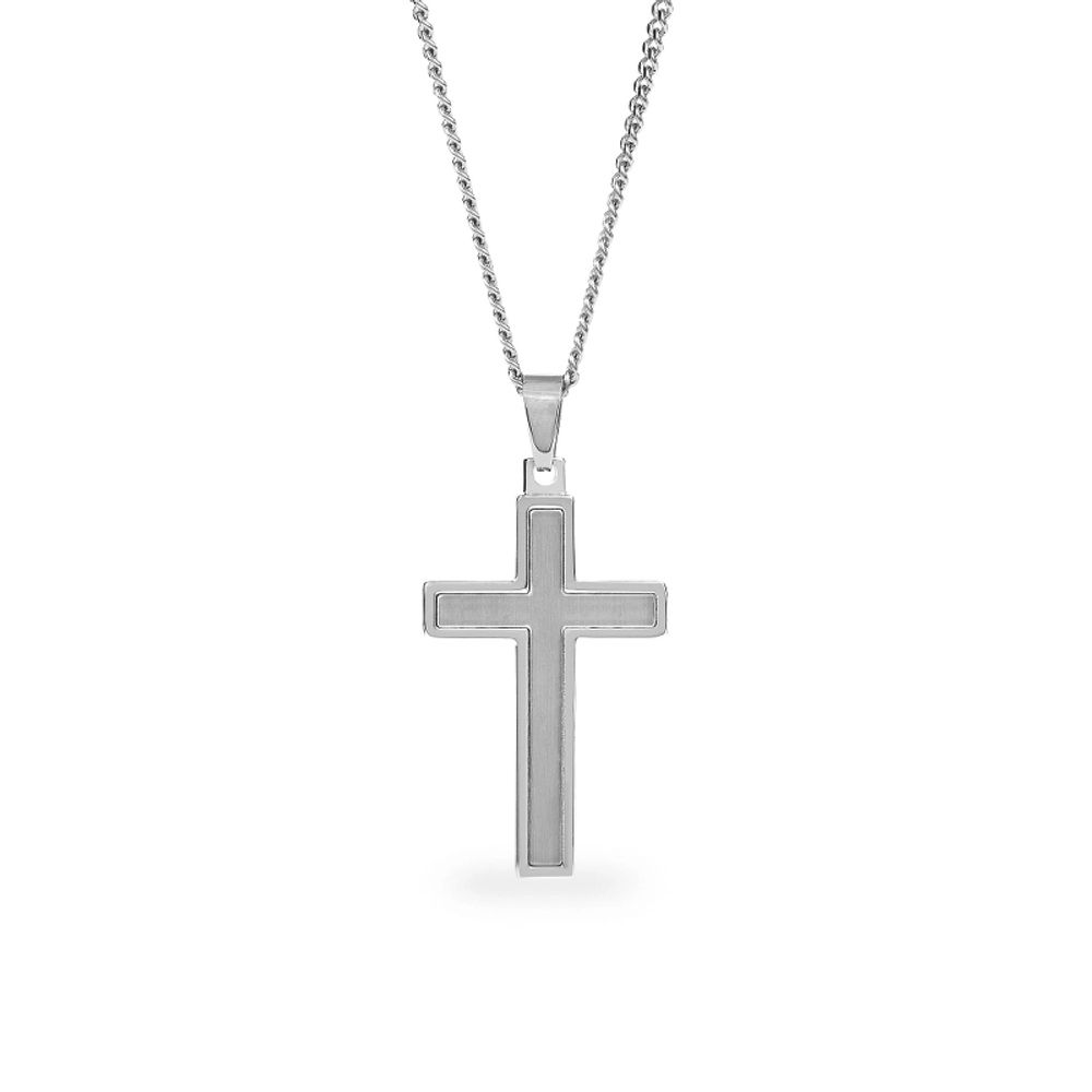 Boys Two-Tone Silver Cross Necklace