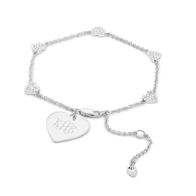Sterling Silver Pave Heart Bracelet