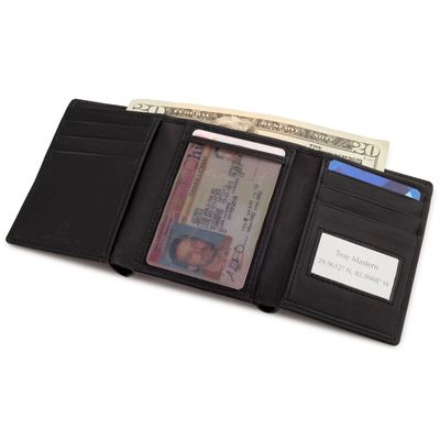Black Leather Trifold Wallet