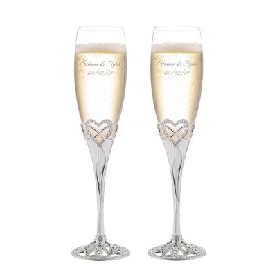 Infinity Heart Champagne Flute Set