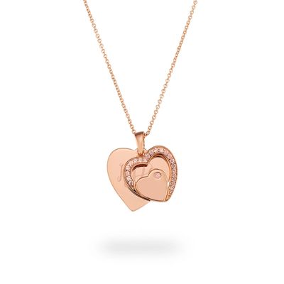 Rose Gold Sterling Silver Double-Heart Necklace