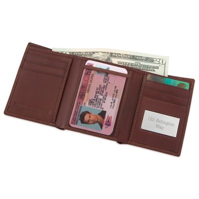 Dark Brown Leather Trifold Wallet