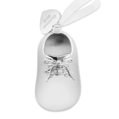 Silver Baby Bootie Christmas Ornament