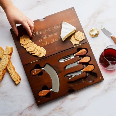 Acacia Wood Cutting Board with Five Piece Utensil Set