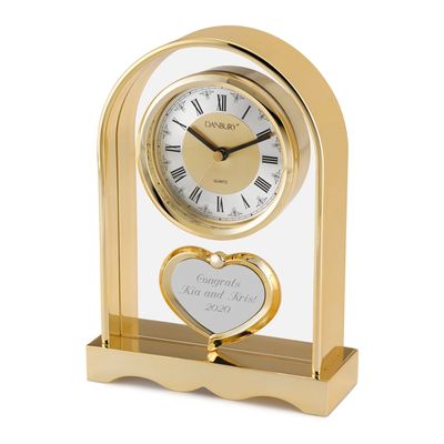 Gold Tone Heart Clock