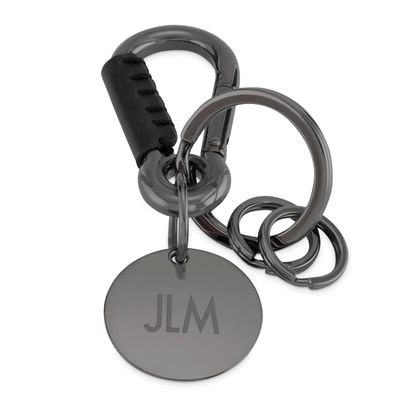 Gunmetal Clip Key Chain with Genuine Leather Trim