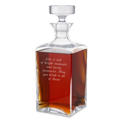 33.8 OZ Glass Square Decanter with Round Lid