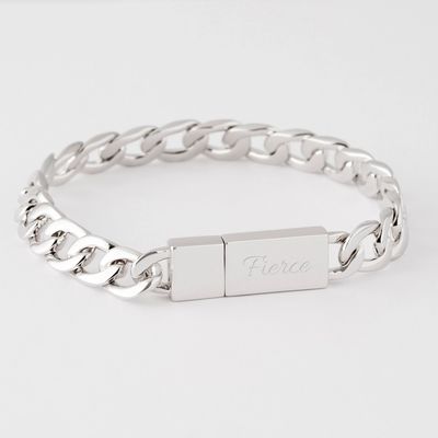 Sterling Silver Chain Link ID Clasp Bracelet