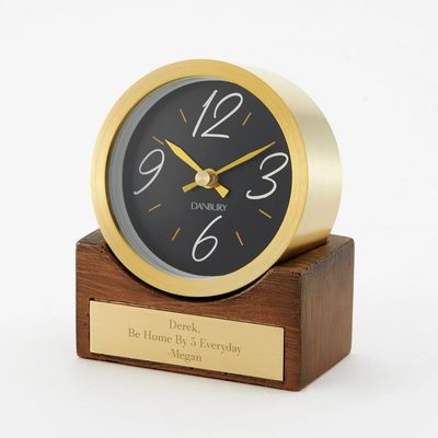 Personalized Gold Round Desk Clock with Base