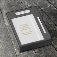 Silver Powerbank and Journal Gift Set