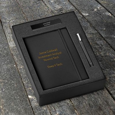 Black Powerbank and Journal Gift Set