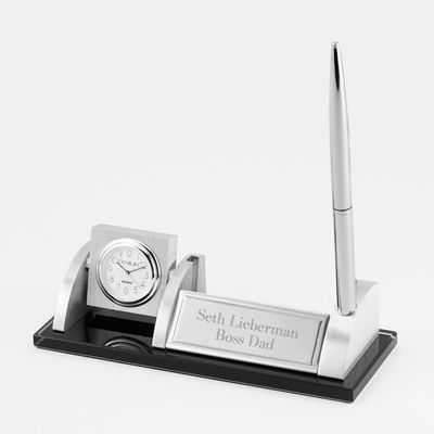 Personalized Card Holder with Pen and Spinning Clock