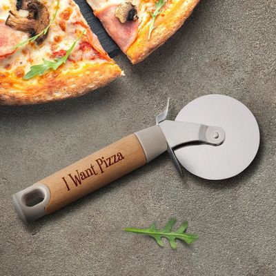 Laser Engraved Wood Pizza Cutter