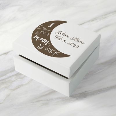 Moon and Back Laser Engraved Wood Keepsake Box
